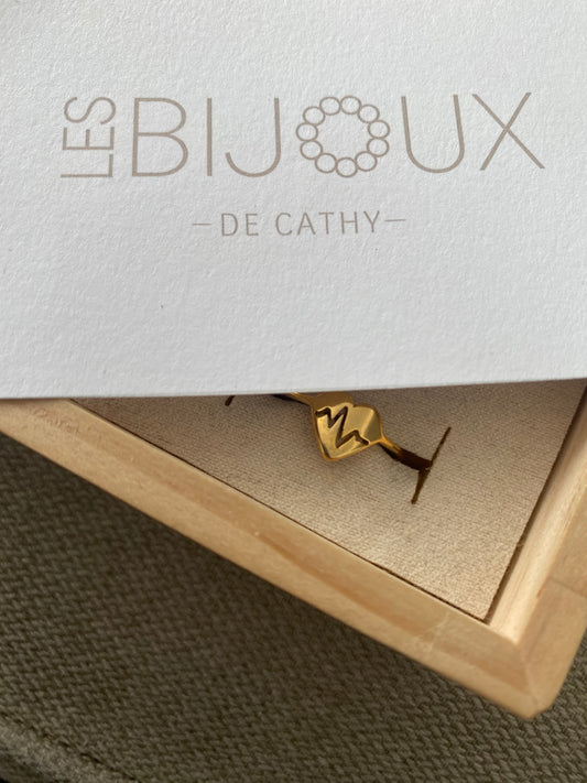 Bague or ligne de coeur