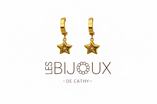 Boucles d’oreilles or dormeuses avec étoiles