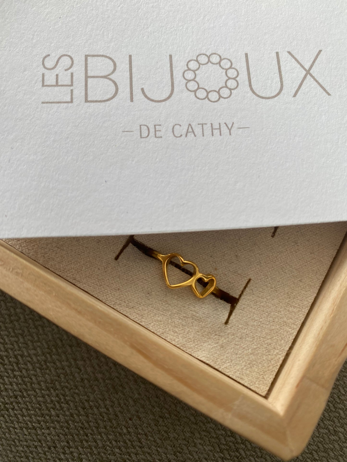 Bague or double coeur