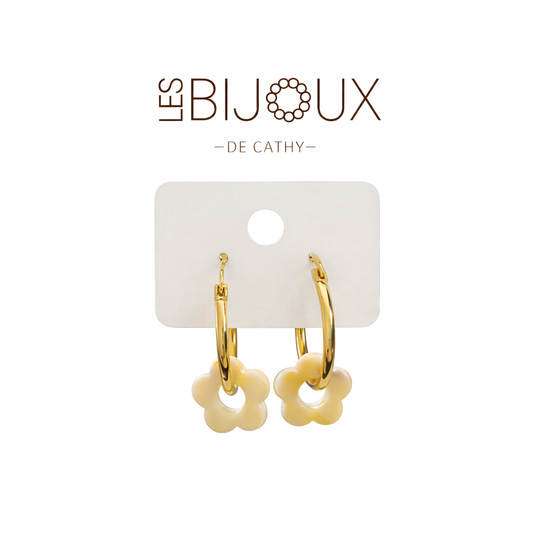Boucles d’oreilles or 2 cm avec fleurs