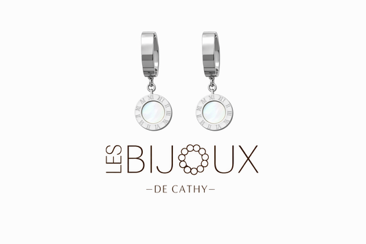 Boucles d’oreilles argent dormeuses avec cercle blanc
