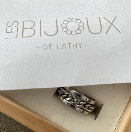 Bague argent amovible chaine