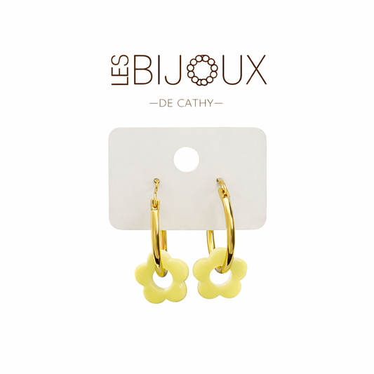 Boucles d’oreilles or 2 cm avec fleurs