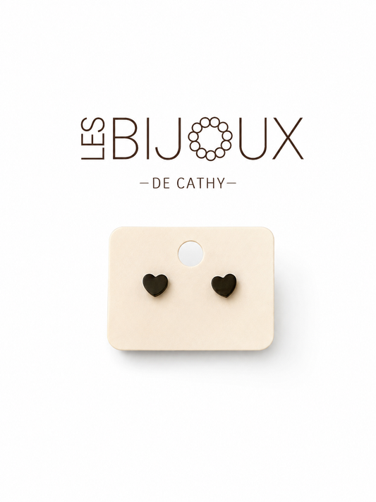 Boucles d’oreilles noir coeur