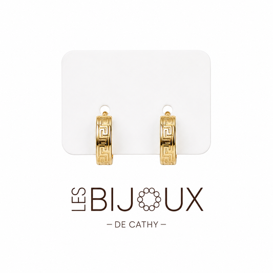 Boucles d’oreilles or anneaux avec motifs