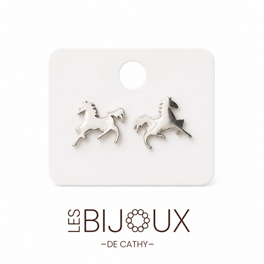 Boucles d’oreille argent cheval