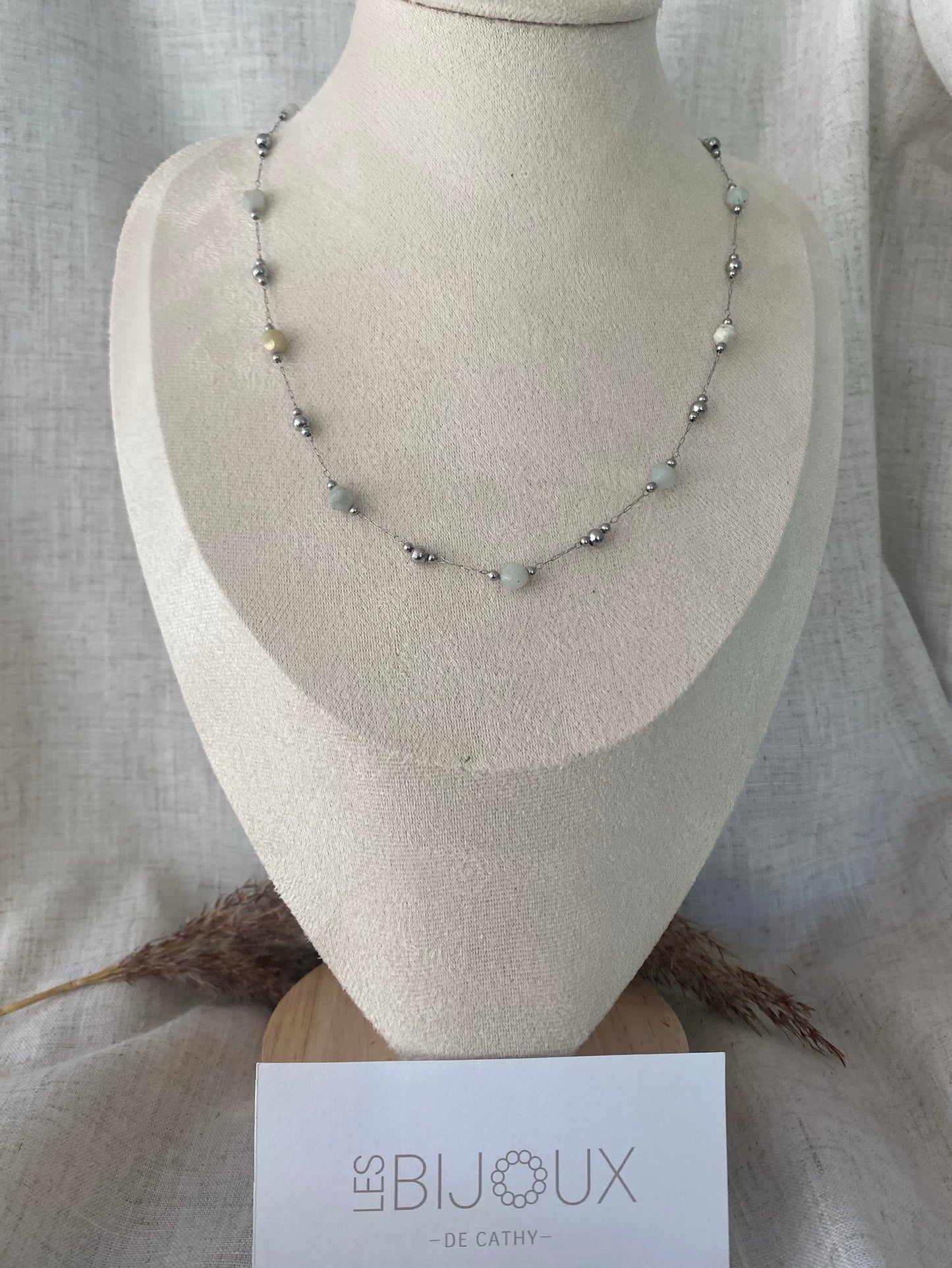 COLLIER JADE ARGENT