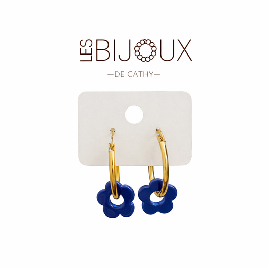 Boucles d’oreilles 2 cm or avec fleurs
