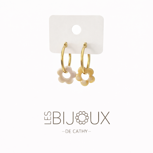 Boucles d’oreilles or avec fleurs 1.8 cm