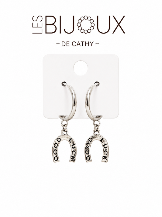 Boucles d’oreilles, argent, fer à cheval, collection Country