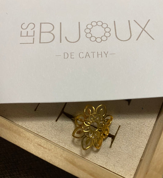 Bague or fleur mosaïque