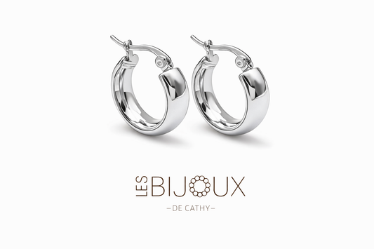 BOUCLES D’OREILLES ANNEAUX LARGE ARGENT 2.2 cm