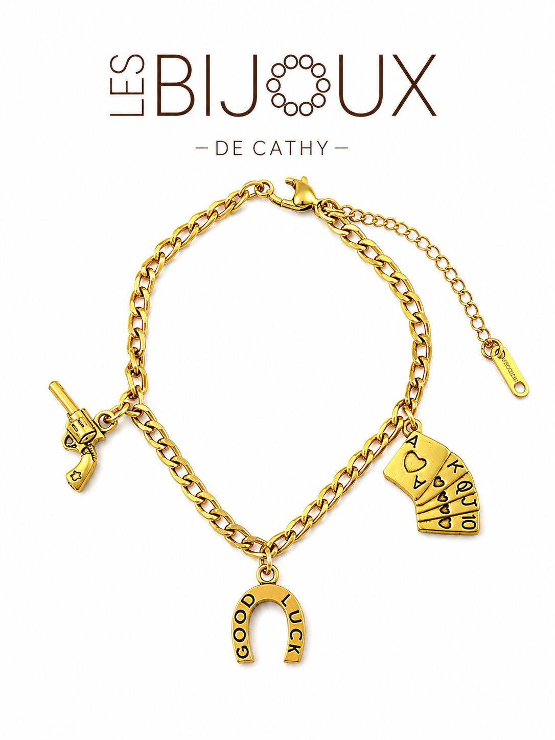 Bracelet or à 3 breloques collection country