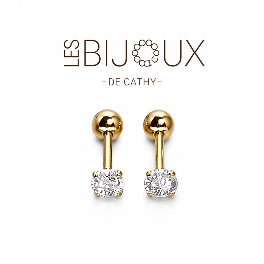 Boucles d’oreilles or avec zircon et vise 0.3 cm
