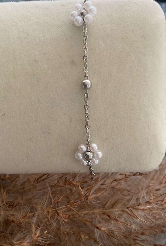 Bracelet Clara argent avec perles blanche