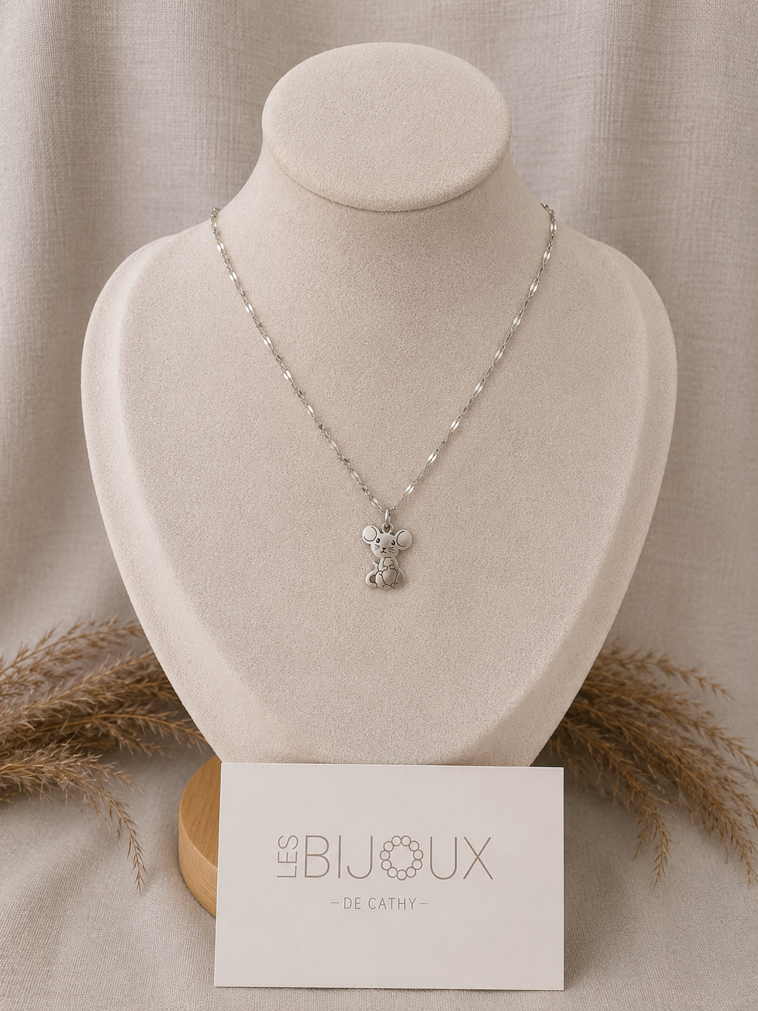 Chaine pour enfant argent  breloque souris