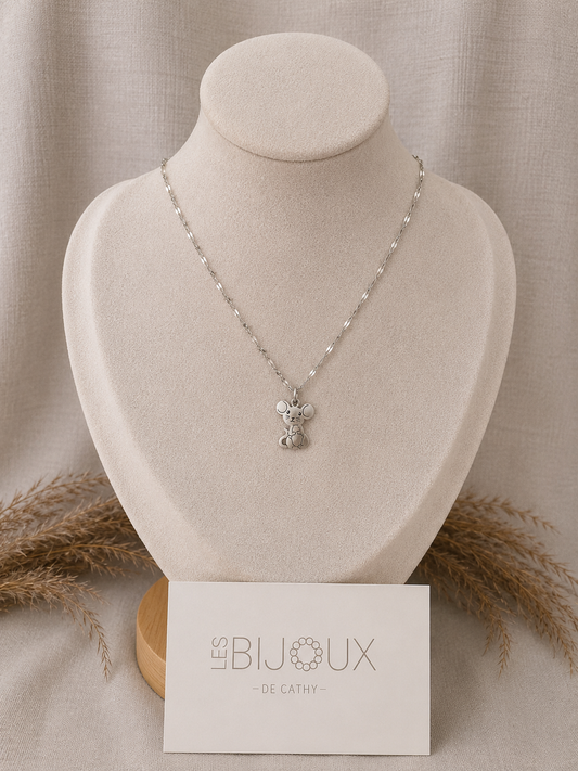 Chaine pour enfant argent  breloque souris