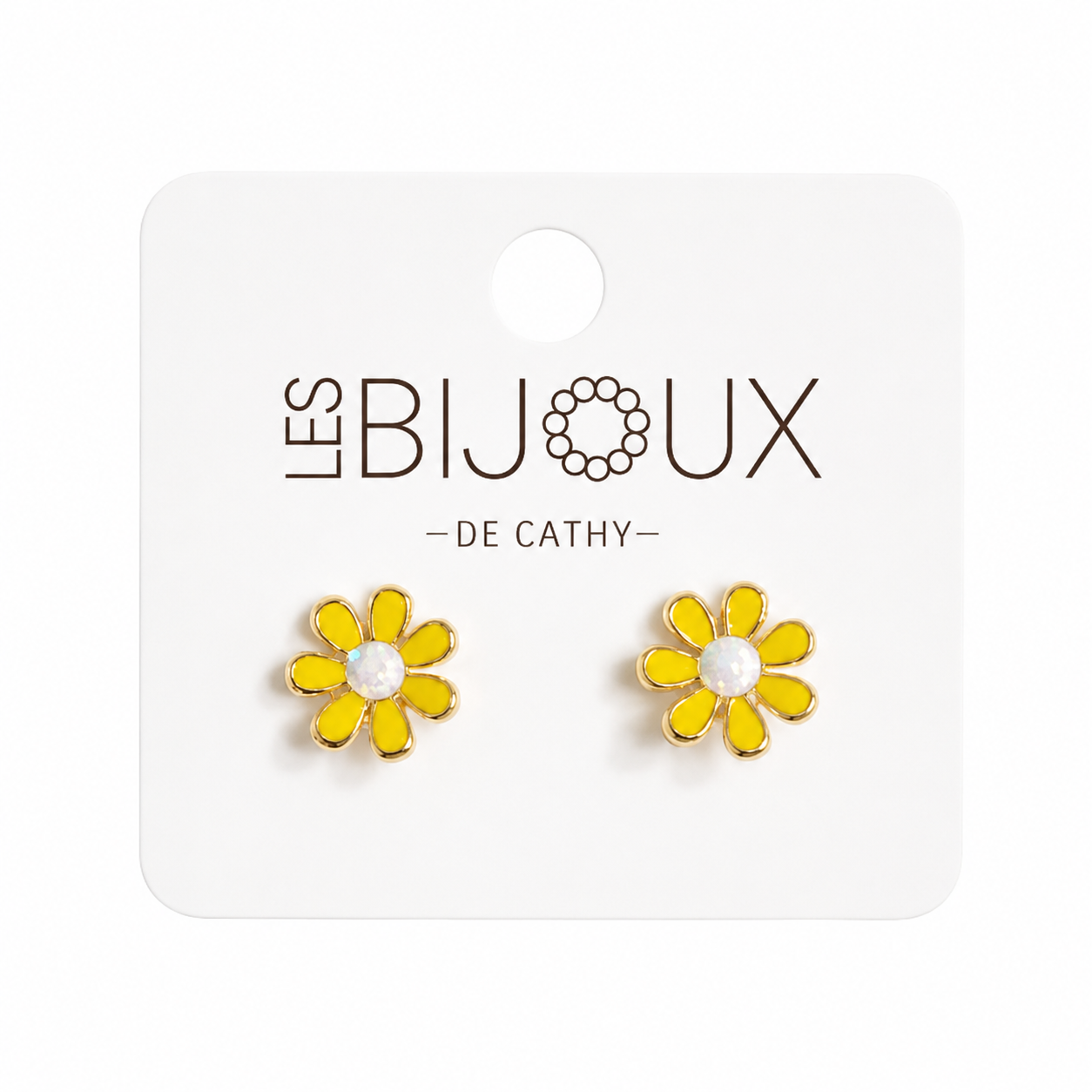 Boucles d’oreilles fleur jaune avec vise