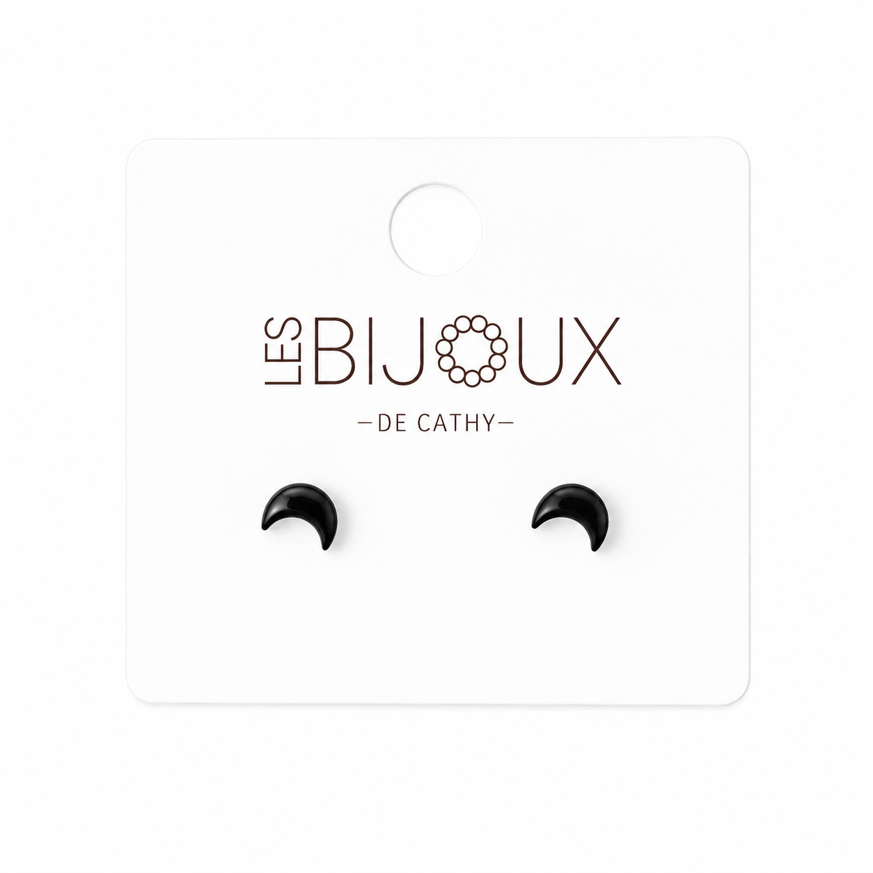 Boucles d’oreilles, noires, lune
