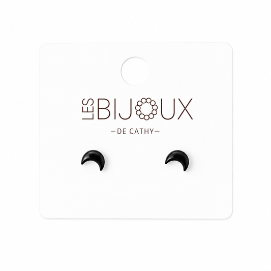 Boucles d’oreilles, noires, lune