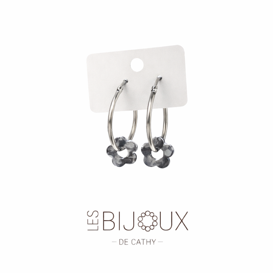 Boucles d’oreilles argent 3 cm avec fleurs