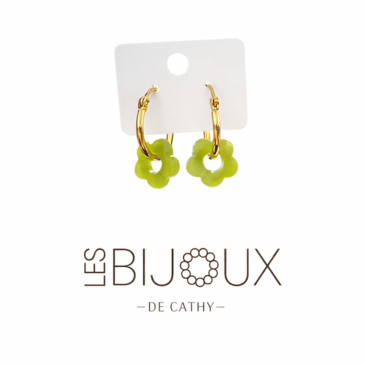 Boucles d’oreilles or 1.8 cm avec fleurs