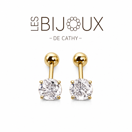 Boucles d’oreilles or avec zircon ET vise 0.4 cm