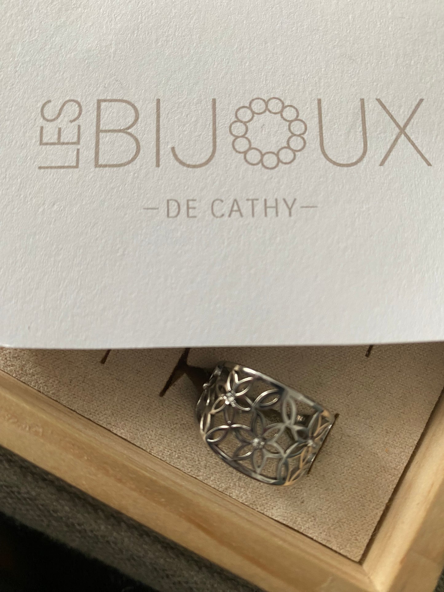Bague argent mosaïque fleur