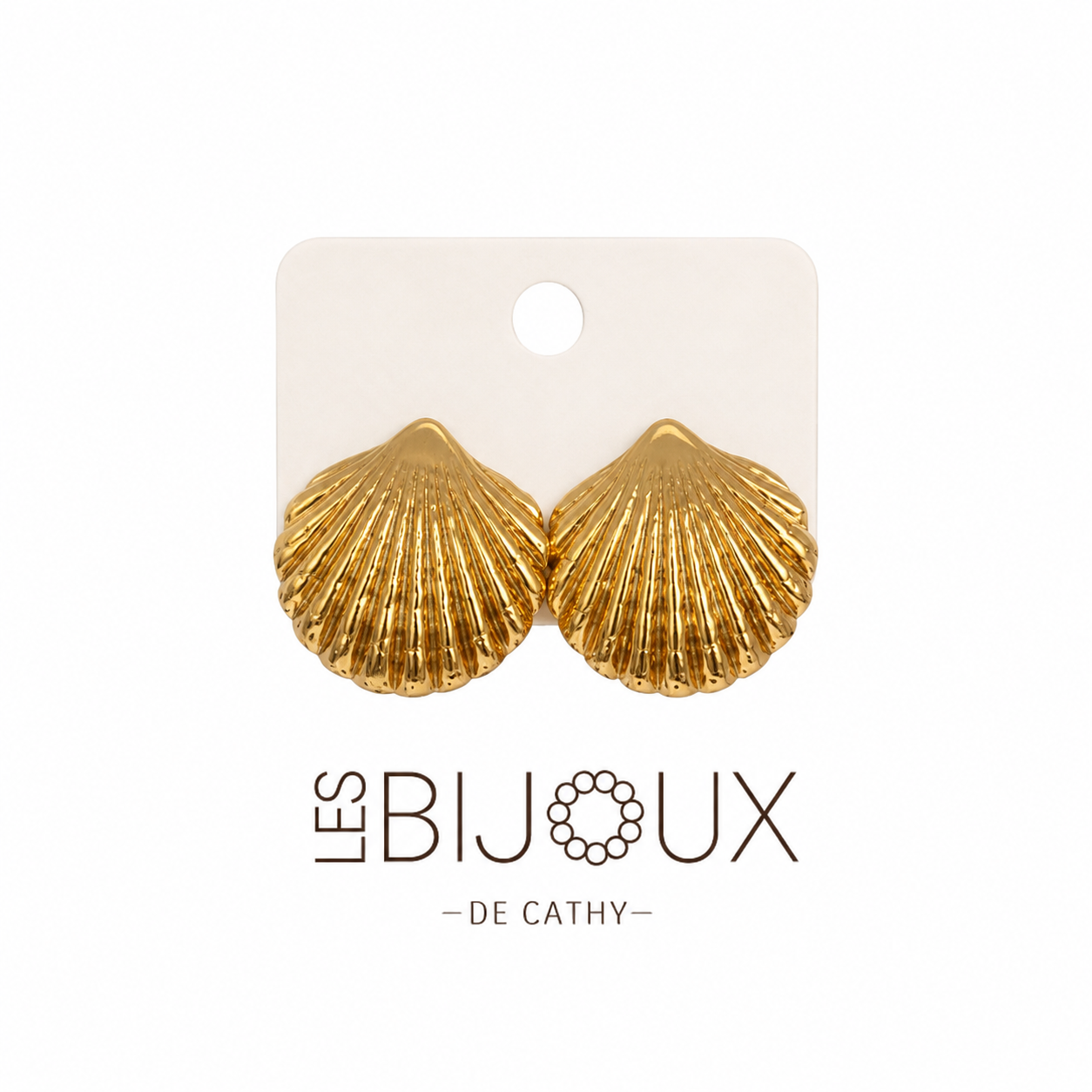 Boucles d’oreilles, gros coquillages or