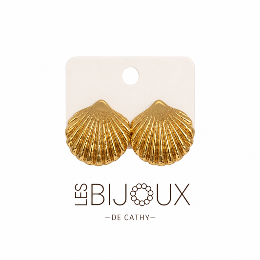 Boucles d’oreilles, gros coquillages or