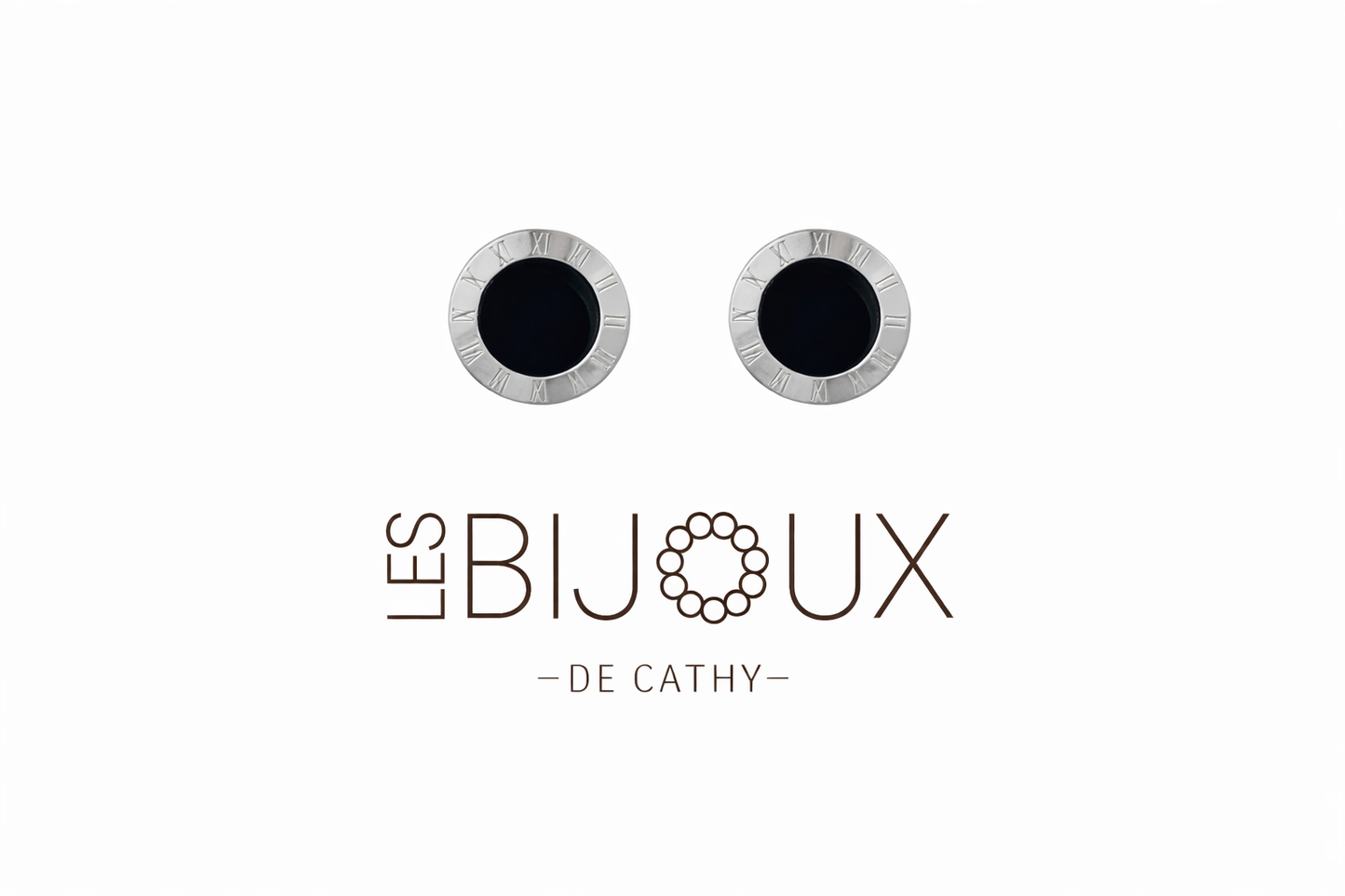 Boucles d’oreilles fixes argent et noir