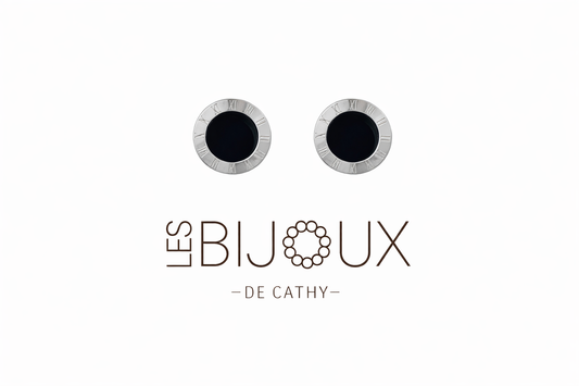 Boucles d’oreilles fixes argent et noir