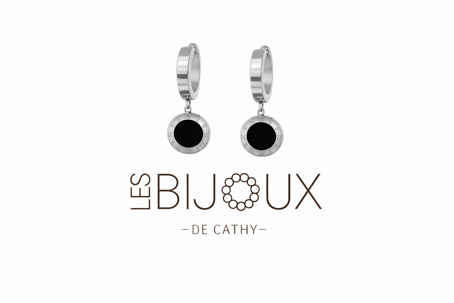 Boucles d’oreilles argent dormeuses avec noir