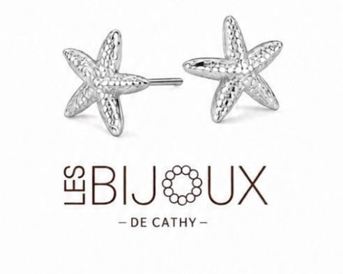 Boucles d’oreilles, étoile de mer, argent