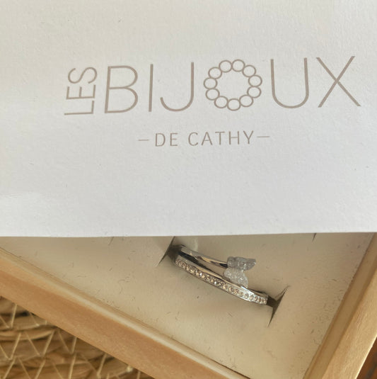 Bague argent papillon et zircon