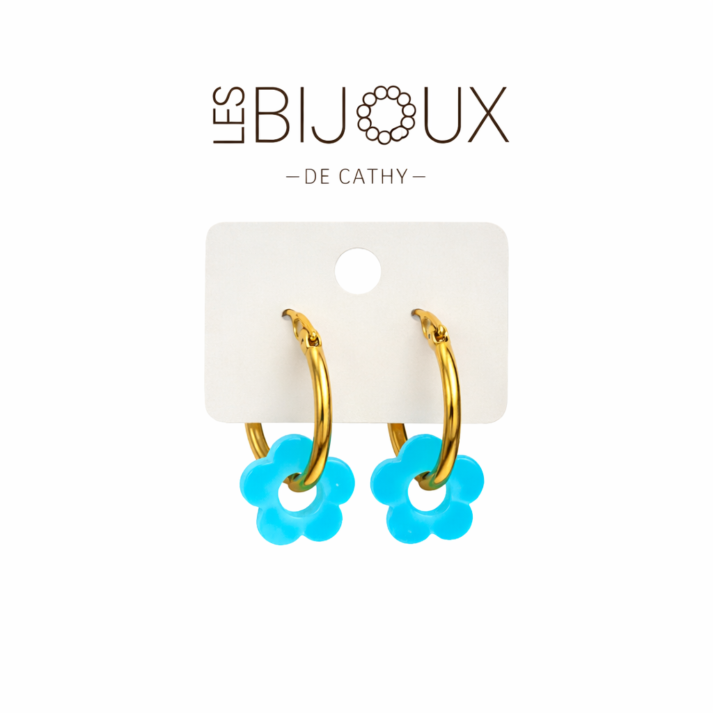 Boucles d’oreilles or 1.8 cm avec fleurs