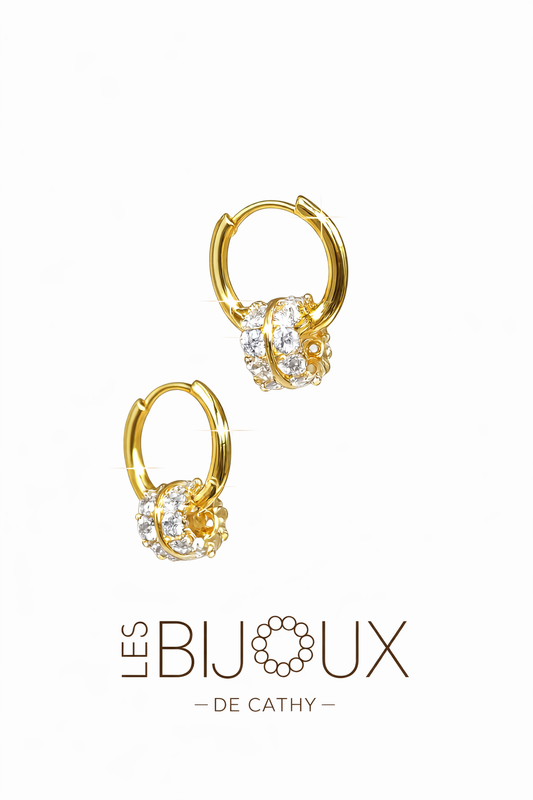 BOUCLES D’OREILLE OR AVEC ANNEAUX SUSPENDUS