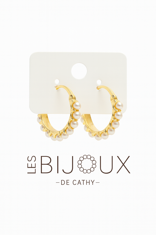 BOUCLES D’OREILLE ANNEAUX PERLÉE
