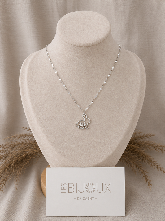 Chaine pour enfant argent breloque lapin