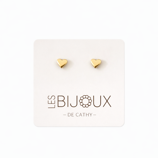 Boucles d’oreilles mini coeur  or 4 mm