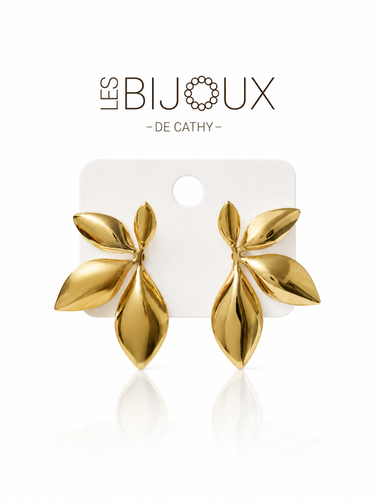 Boucles d’oreilles, or feuilles