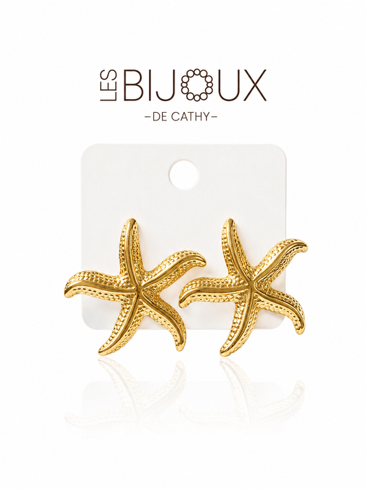 Boucle d’oreille, or grande étoile de mer